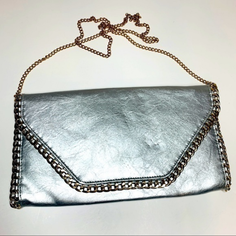 HD BY M - Silver & Goldtone Chain Envelope‎ Clutch Purse